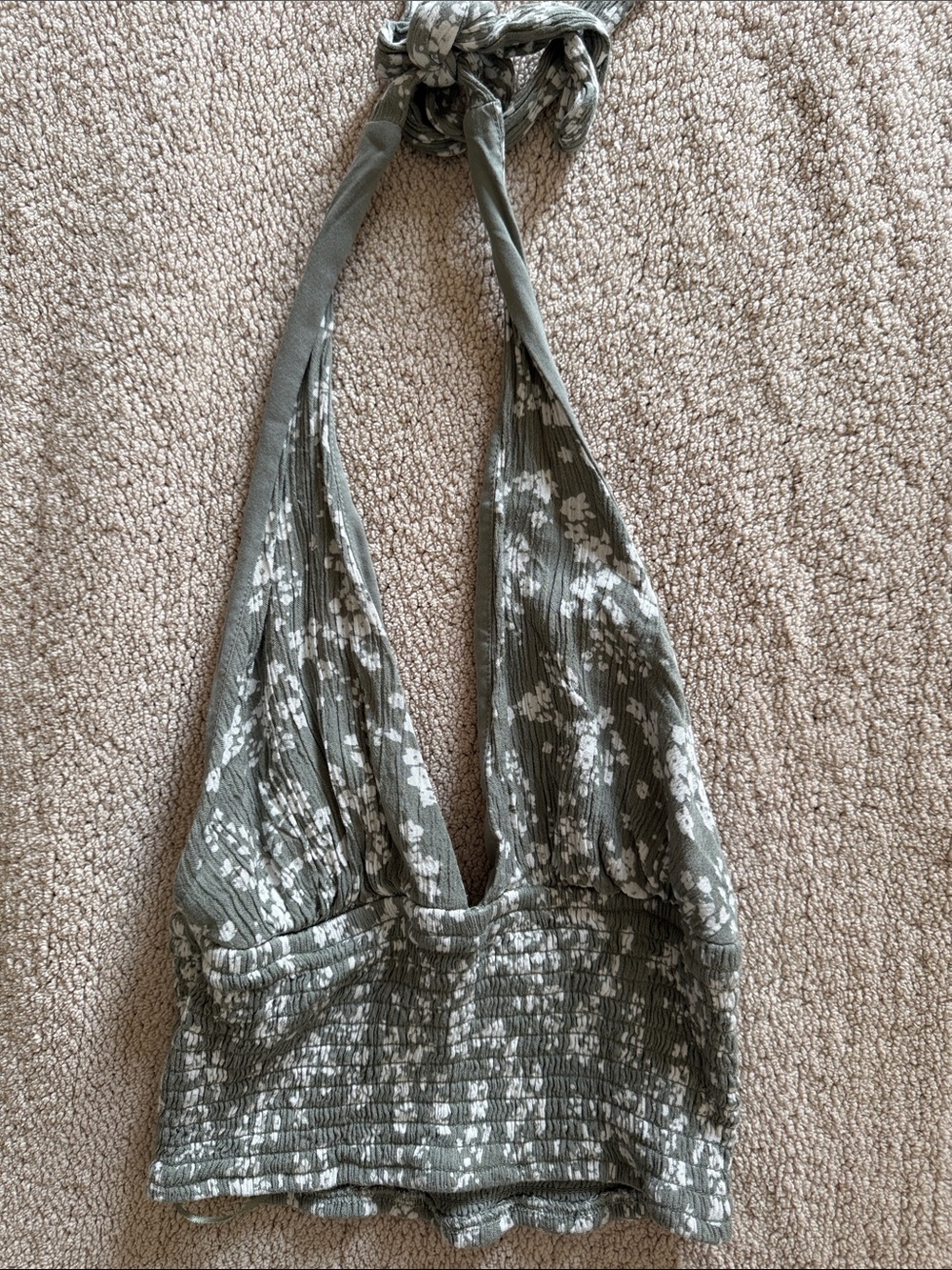 Garage Sage Green Floral Halter Top